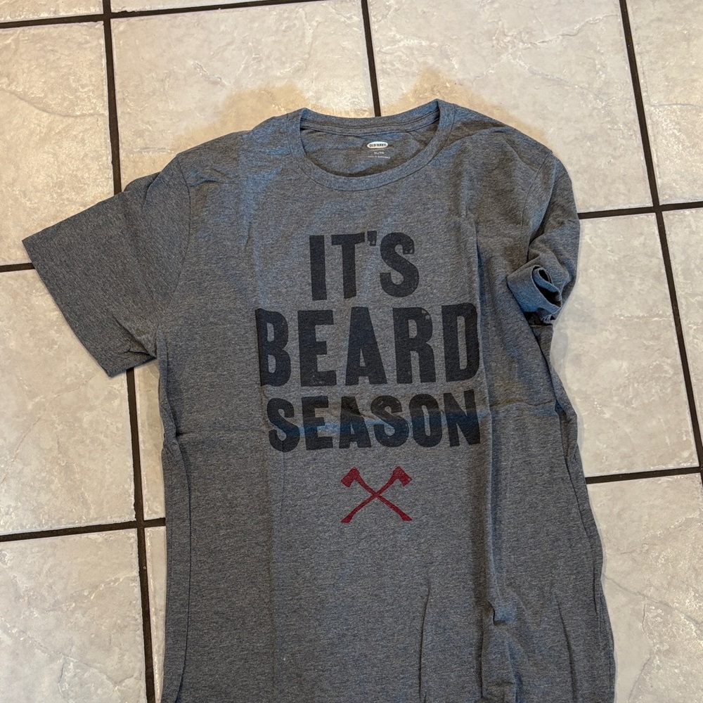 Gray 'It's Beard Season' Graphic Tee NWOT OLD NAVY